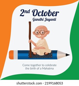 Flat happy gandhi jayanti national festival banner design template. 