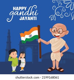 Flat happy gandhi jayanti national festival banner design template. 