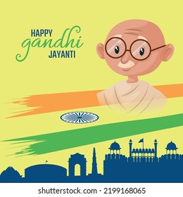 Flat happy gandhi jayanti national festival banner design template. 