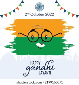 Flat happy gandhi jayanti national festival banner design template. 