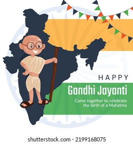 Flat happy gandhi jayanti national festival banner design template. 