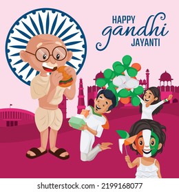 Flat happy gandhi jayanti national festival banner design template. 