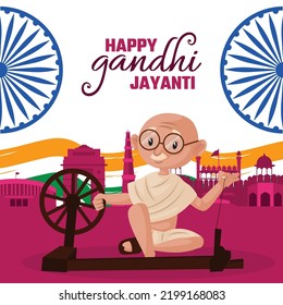 Flat happy gandhi jayanti national festival banner design template. 