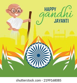 Flat happy gandhi jayanti national festival banner design template. 