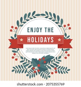 Flat happy holidays banner. - Vector.