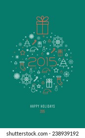 Flat "Happy Holidays" card design - vector template