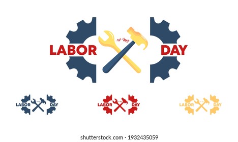 Flat happy labor day badge collection vector. 1st of may labour day background vector.
