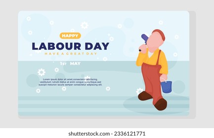 flat happy labor day template