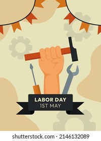 Flat Happy Labour Day Background Design eps10 great to be used to celebrate labour day or any other similar purposes