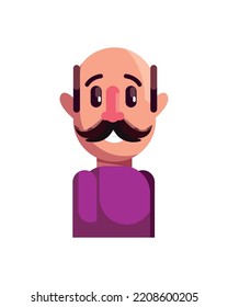 flat happy man over white