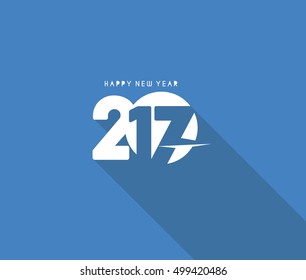 Flat Happy new year 2017 Text Vector Design Background