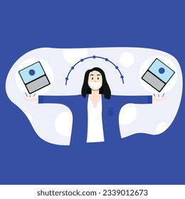 Flat and happy office worker illustration