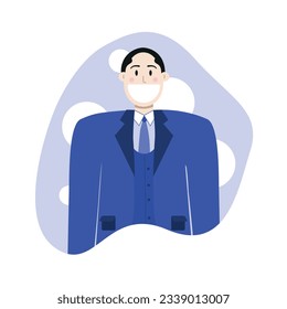 Flat and happy office worker with suit illustration