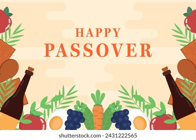 flat happy passover background illustration vector design