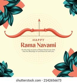 Flat Happy Ram Navami Indian festival banner design template.