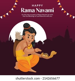 Flat Happy Ram Navami Indian festival banner design template.