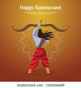 Flat Happy Ram Navami Indian festival banner design template.