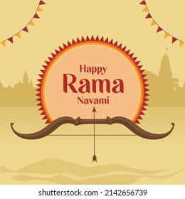 Flat Happy Ram Navami Indian festival banner design template.