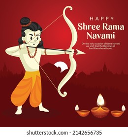 Flat Happy Shree Ram Navami Indian festival banner design template.