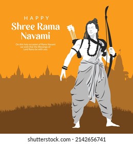 Flat Happy Shree Ram Navami Indian festival banner design template.