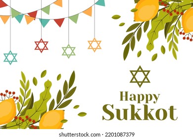 flat happy sukkot background illustration