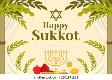 flat happy sukkot illustration background banner vector design