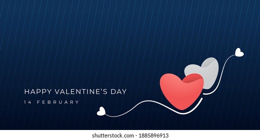 El fondo del día de San Valentín feliz y plano con corazones