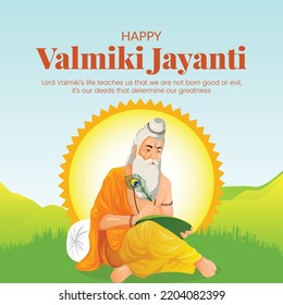 Flat happy Valmiki Jayanti banner design template.