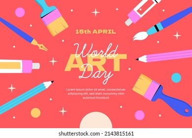 Flat happy world art day illustration