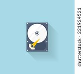 Flat hard drive disk icon for web. 