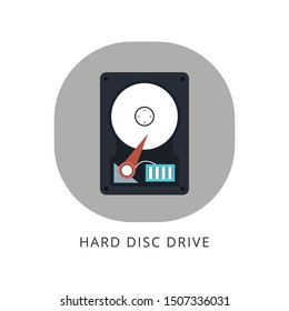 Flat hard drive disk icon for web.