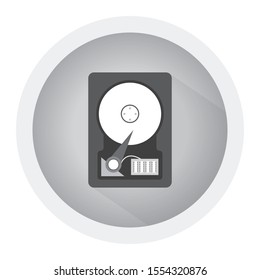 Flat hard drive disk icon for web. Black and white icon
