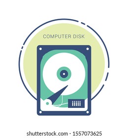 Flat hard drive disk icon for web.