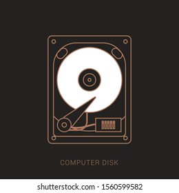 Flat hard drive disk icon for web.