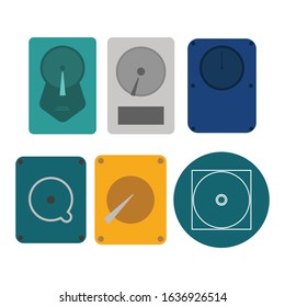Flat hard drive disk icon for web.