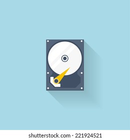 Flat hard drive disk icon for web. 