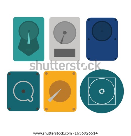 Flat hard drive disk icon for web.
