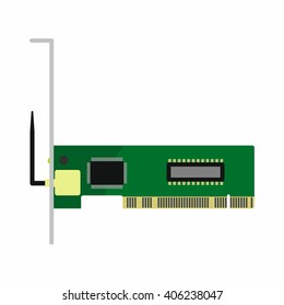 Flat hardware network wireless card icon for repair service design. Vector illustration