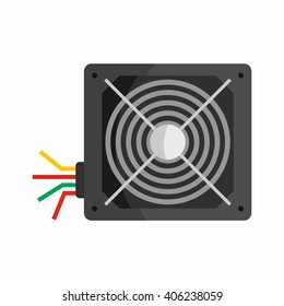 Flat hardware power supply icon for repair service design. Vector illustration