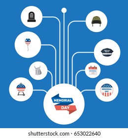 Flat Hat, Identity, Soldier Helmet And Other Vector Elements. Set Of History Flat Symbols Also Includes Brazier, Army, Banner Objects.