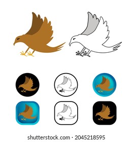 Flat Hawk Bird Icon Collection