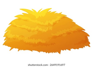 Flat hay and straw stacks. Farming bundles, yellow thatch, cartoon bales and piles of dry forage. Rural crop, autumn feed and pasture elements. Vector clipart 