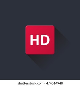 Flat HD Button isolated vector illustration