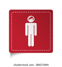 Flat Head Bandage icon on red sticker