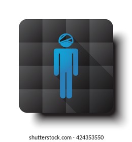 Flat Head icon on black app button with drop shadow