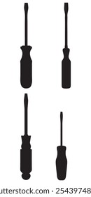 Flat Head and Phillips Screwdriver Icons Vector Illustration for Tools