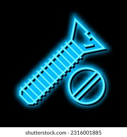 vector de señal de luz de neón del tornillo de cabeza plana. ilustración de tornillo de cabeza plana