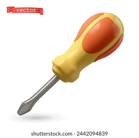 Flat head screwdriver 3d vector icon