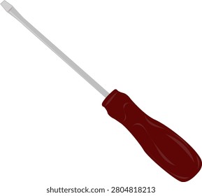 Flat head screwdriver. A hand tool with a straight, flat blade and handle. Suitable for removing and tightening straight, slotted screws and wood screws. For simple prying and adjustments.