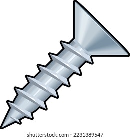 Flat Head Sheet Metal Screw Vector Illustration